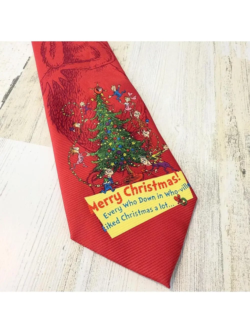 Dr. Seuss How The Grinch Stole Christmas Holiday Novelty Men's Tie Who Ville
